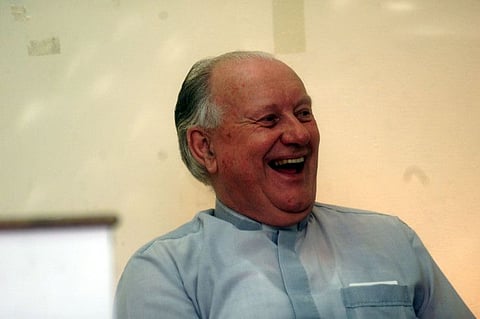 File photo of Rev Canon Dennis Gurney during his farewell party at the Anglican Chaplaincy Hall, Dubai, in 2001.