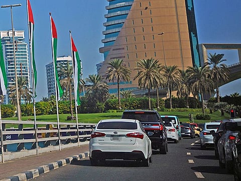 From retail to residential buildings, construction sites to automobiles, Dubai showcases the colours of the UAE National flag on the occasion of National Day. 