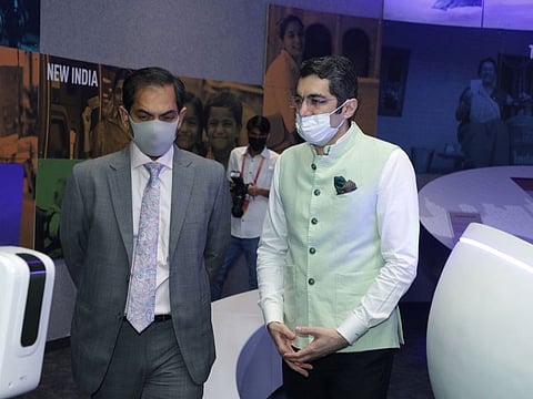 Sunjay Sudhir, the new Ambassador of India to the UAE and Dr Aman Puri, Consul General of India at the India Pavilion.