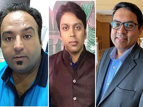 (from left to right) Jagtar, Nazish and Shaikh each won Dh100,000 and 100 grams of gold in UAE-based Mahzooz draw