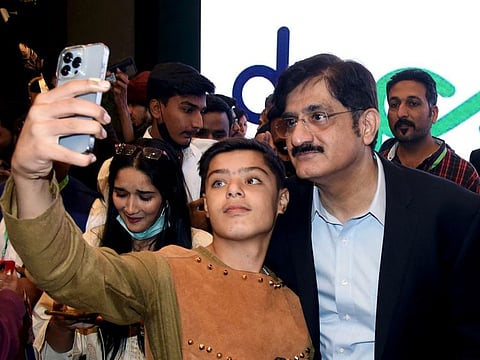 Sindh Chief Minister Syed Murad Ali Shah during his meeting with the people of determination.