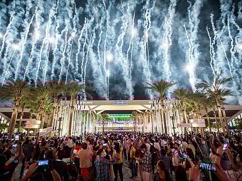 Fireworks at Expo 2020 Dubai during UAE National Day celebrations