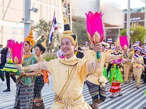 The Smile Parade saw visitors joining a march of Thailand Pavilion representatives, ambassadors, performers and musicians