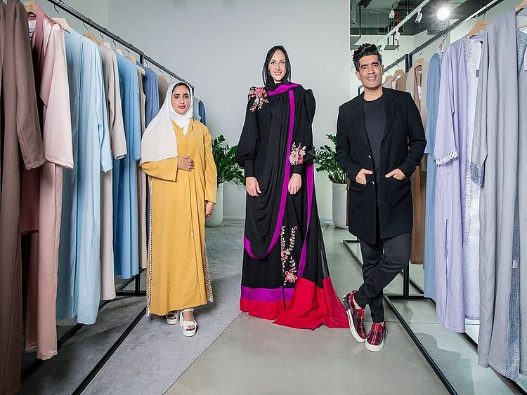 Emirati designer Hessa Al Falasi with Bollywood designer Manish Malhotra