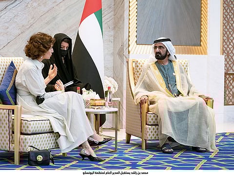 Sheikh Mohammed bin Rashid meet on Tuesday with Audrey Azoulay, Director General of UNESCO at Expo 2020 Dubai.
