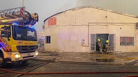 Two warehouse storing electronic devices were gutted as the fire breaks out in Dubai on Tuesday.