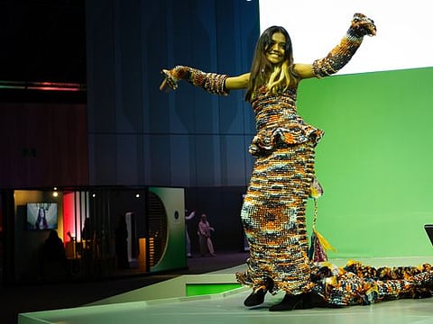 In photos: UAE school students model couture from internet cables and old fire hoses at Expo 2020 Dubai
