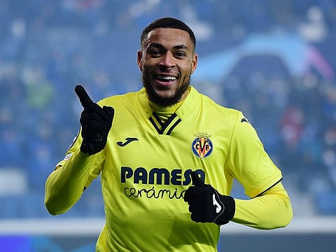 Villarreal's Arnaut Danjuma celebrates scoring their first goal.