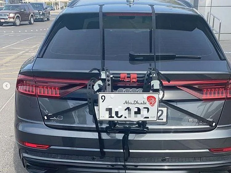 Abu Dhabi Police additional number plate for bike racks 