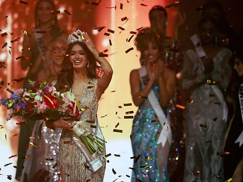 File photo: Miss India, Harnaaz Sandhu, is crowned Miss Universe during the 70th Miss Universe beauty pageant in Israel's southern Red Sea coastal city of Eilat on December 13, 2021. 