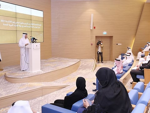 Dr Abdulrahman Al Awar, Minister of Human Resources and Emiratisation, at the media briefing in Dubai on Monday. 