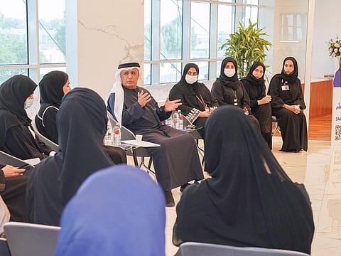 Mattar Al Tayer speaks while endorsing the master training plan, modelled after advanced training methodologies for 600 women employees of RTA, which will run from December 2021 to March 2022.