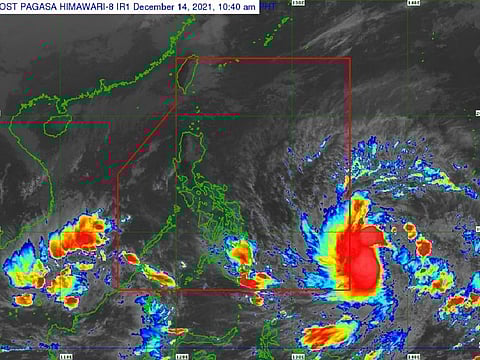 MONSTER DECEMBER STORM: The Japanese weather satellite Himawari-8 shows severe tropical storm 'Rai' (locally known as 'Odette'), with a footprint bigger than the main island of Mindanao. It is seen cutting through Surigao del Sur, Cebu and Palawan from December 16 to 19.