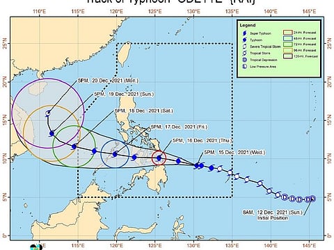 Trajectory of Tropical Storm Rai 