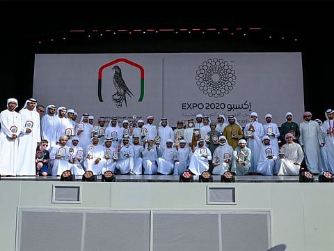 Sheikh Ahmed bin Mohammed bin Rashid Al Maktoum, Chairman of the UAE Falcons Federation, today attended a ceremony to honour the winners of the Expo 2020 Dubai Cup for Falconry at Al Talwah