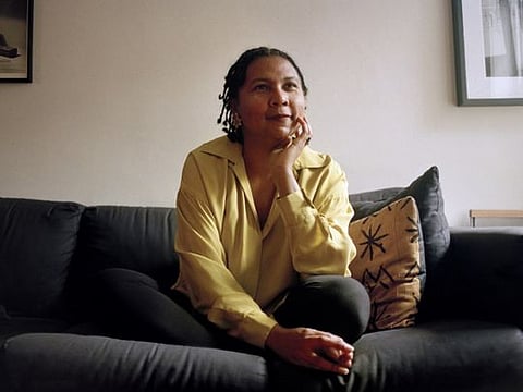 The author bell hooks at her apartment in Manhattan on September 13, 1995.