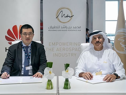 Huawei gets cracking on a mobility network for Dubai South. Pictured here are Jerry Liu, CEO, Huawei UAE and Khalifa Al Zaffin, Executive Chairman of Dubai Aviation Corporation and Dubai South.