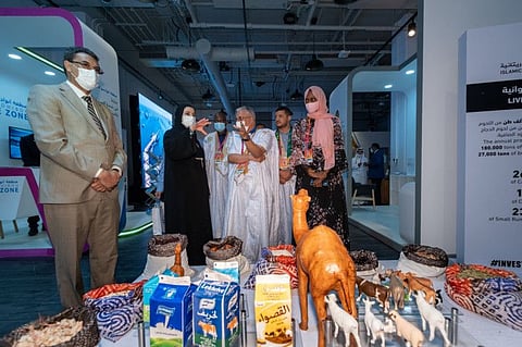 Sarah bint Youssef Al Amiri at the Mauritania Pavilion in Expo 2020 Dubai.