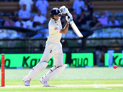 England batsman Joe Root punches the ball off the backfoot during the first innings of the second Test against Australia on Saturday.