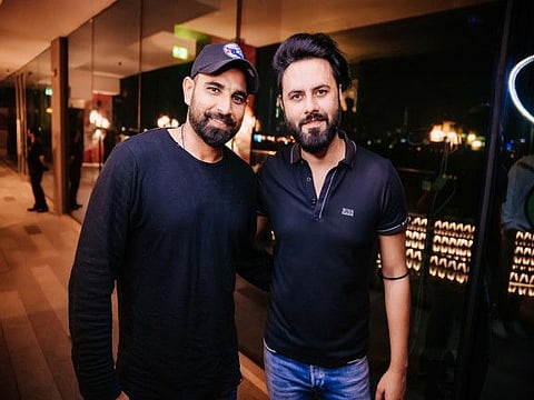 Rahul Kaul (right) with Indian cricketer Mohammed Shami