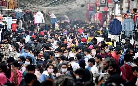 People throng Sarojini Nagar market ahead of Christmas in New Delhi on Thursday. 