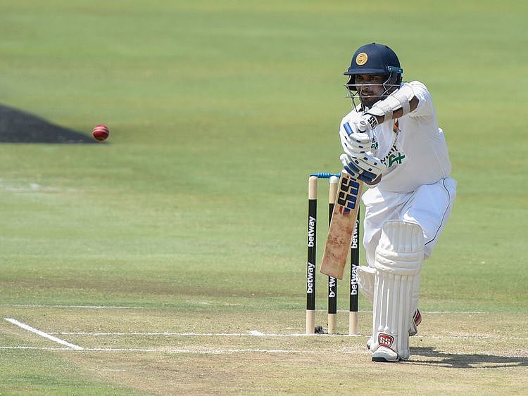 Sri Lanka's Dasun Shanaka plays a shot on day two of the first Test match between South Africa and Sri Lanka 