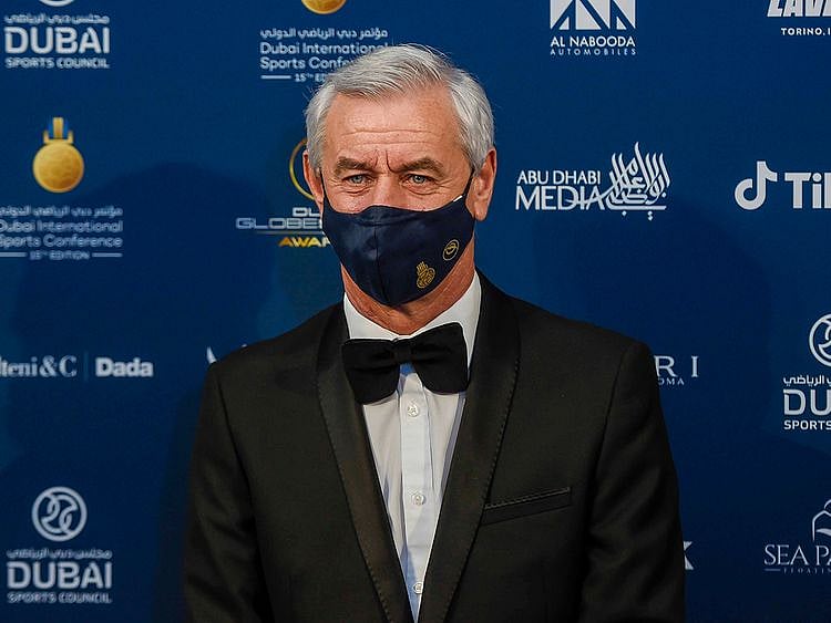 Ian Rush arrives at the Globe Soccer Awards in Dubai