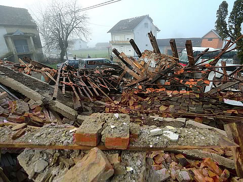 A damaged house is seen in the Majske Poljan village after an earthquake in Croatia, December 30, 2020. 