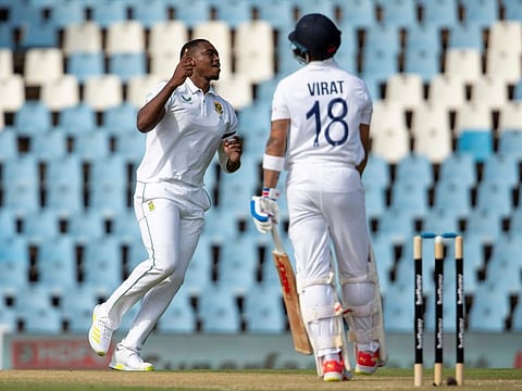 Virat Kohli reacts after being dismissed by South African pacer Lungi Ngidi (left) during the first Test. The Indian captain's form is a concern for the Men in Blue.