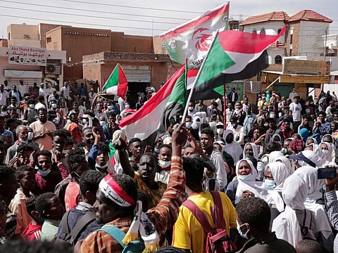 Sudanese protest in Khartoum on January 2, 2022 against the military rule.  