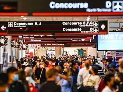 The crowded Miami International Airport in Florida on January 3, 2022.  