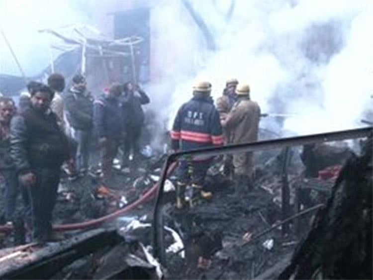 Delhi: Visuals from Lajpat Rai Market in Chandni Chowk where a fire broke out early morning today