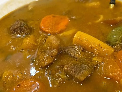 Haitian winter squash with meat recipe or Soup Joumou