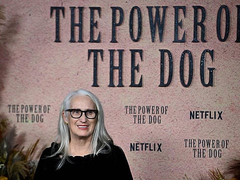 New Zealand director Jane Campion at the premiere screening of her movie "The power of the dog" in Paris. - Smith was awarded the Golden Globe for best director, motion picture, on January 9, 2022 for "The Power of the Dog" at the drastically scaled-down 79th Golden Globes, where winners were unveiled via Twitter from an untelevised ceremony. 