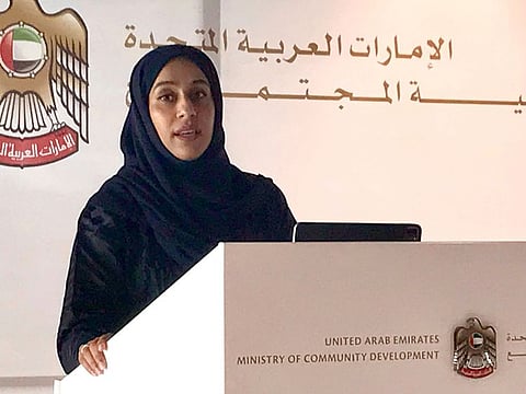 Hessa Bint Essa Buhumaid, Minister of Community Development, at the media briefing