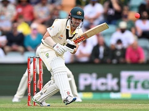 Australia's Travis Head plays a shot on the First day of the Fifth Test in the Ashes series between Australia and England at Bellerive Oval in Hobart.