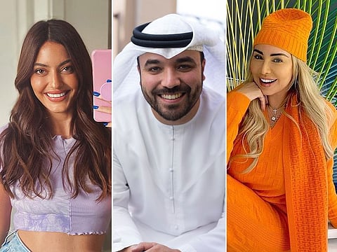 GCC influencers Karen Wazen, Khalid Al Ameri and Joelle Mardinian.