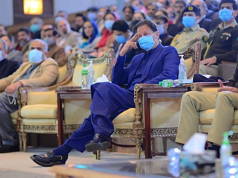 Prime Minister Imran Khan at the launch of citizen-centric National Security Policy 2022-2026, in Islamabad on January 14, 2022..