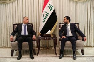 Mohammed Al Halbousi during his talks with Iraqi Prime Minister Mustafa Al Kadhimi in Baghdad, January 9, 2022.  