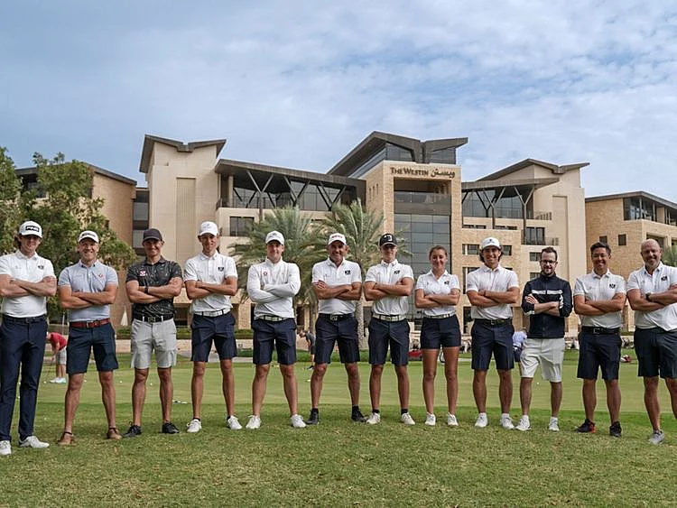 The Austrian national golf team at Abu Dhabi Golf Club on their winter camp