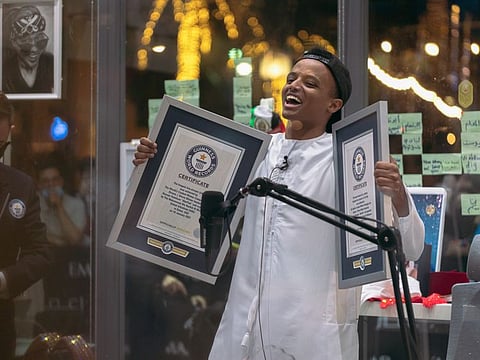 Hassan Suleiman “AboFlah” with titles for the longest live-stream (video) and the most viewers for a charity donation live streamed on YouTube. He was part of the 'Warm Winter' charity drive by the UAE.