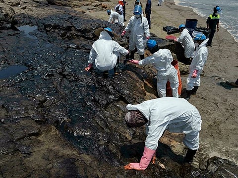   The spill near the seaside city of Ventanilla, near the Peruvian capital, has been contained and cleaning is underway