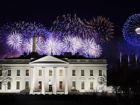 File photo: Fireworks are displayed over the White House as part of Inauguration Day ceremonies for President Joe Biden and Vice President Kamala Harris, on Jan. 20, 2021, in Washington.