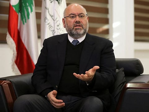 Lebanon's Health Minister Firass Abiad gestures as he speaks during an interview with Reuters at the Ministry of Health in Beirut on January 17.