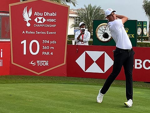 Josh Hill tees off his first round at the Abu Dhabi HSBC Championship
