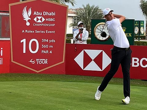 Josh Hill tees off his first round at the Abu Dhabi HSBC Championship