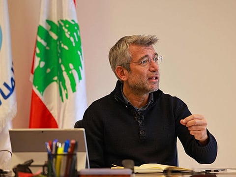 Lebanese Minister of Energy Walid Fayad talks during an interview with AFP at his office in the capital Beirut on January 20, 2022. 
