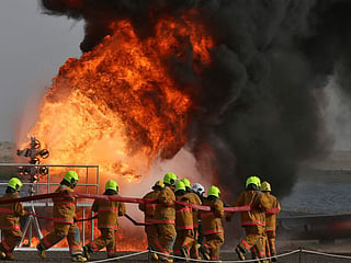 Firefighters from the Al Somoud and Ardiya fire stations responded to the blaze and brought the fire under control.