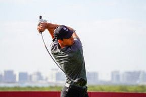 Josh Hill on the third tee during the final round of the Abu Dhabi HSBC Championship at Yas Links Golf Club on Sunday. The Dubai resident is now eyeing to continue impressive from at Dubai Desert Class next week.