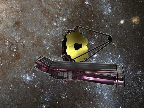 This NASA artist's rendition shows the James Webb Space Telescope (JWST), a large infrared telescope with a 6.5-meter primary mirror, in this file photo taken on August 30, 2007.